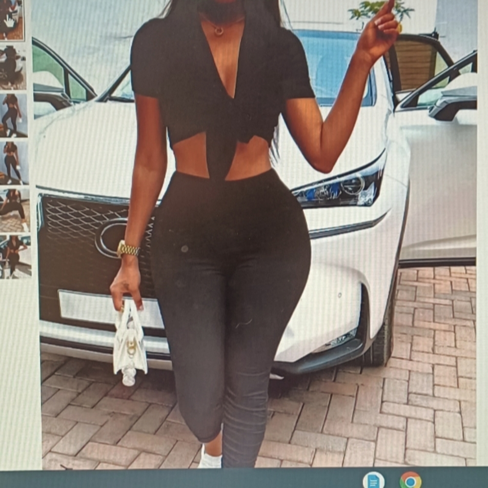 Tie front crop with hem legging